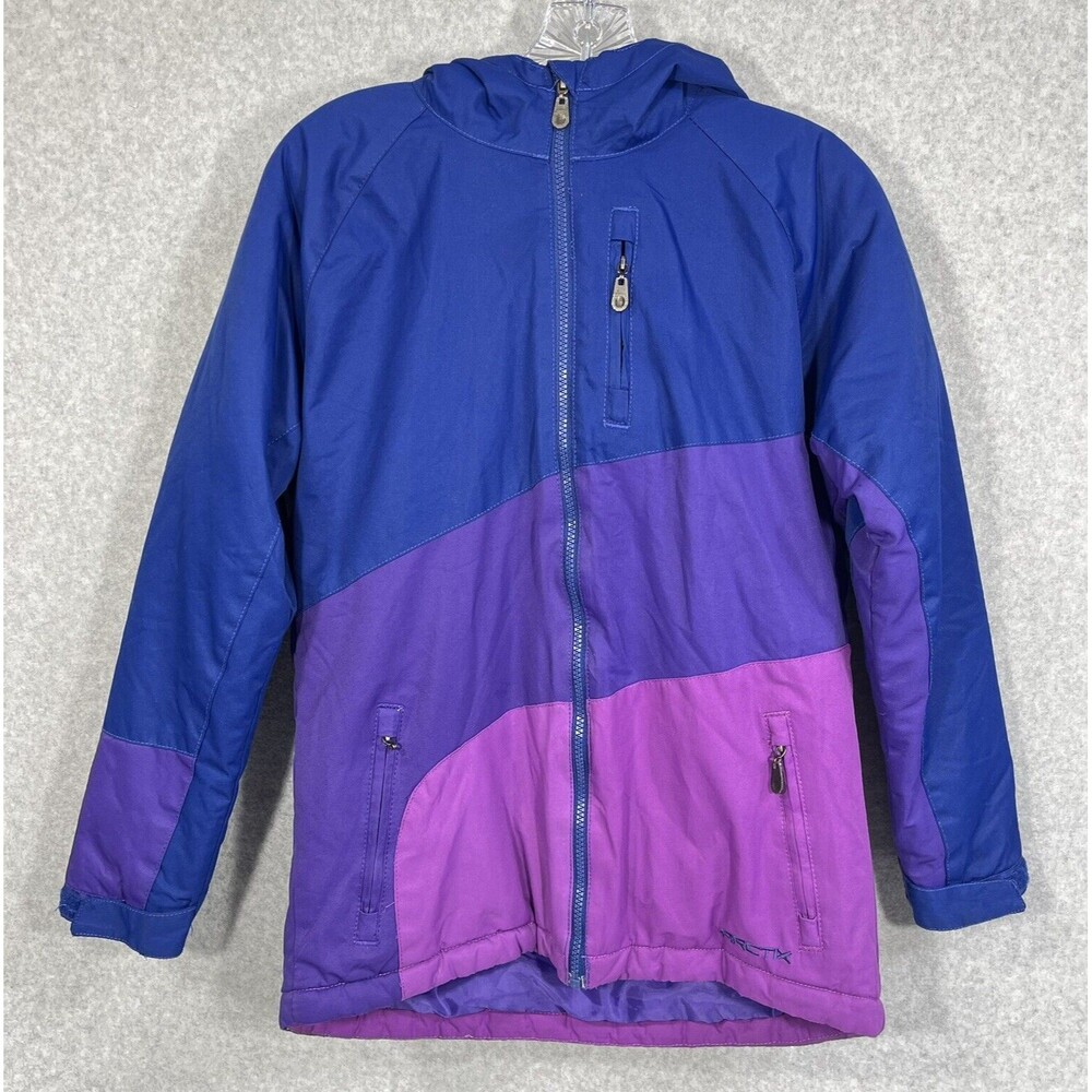 Arctix Frost Kid’s Jacket Large Insulated Hooded Ski Snowboard Coat Purple Blue